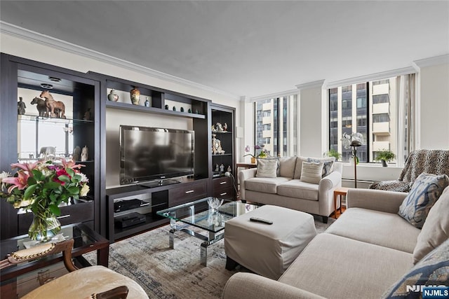 300 Winston Dr Unit 1817, Cliffside Park, NJ 07010 - living room featuring crown molding