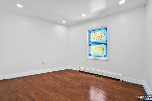 11 Deer Meadow Rd, Warwick, NY 10990 - unfurnished room with a baseboard radiator, baseboards, wood finished floors, and recessed lighting