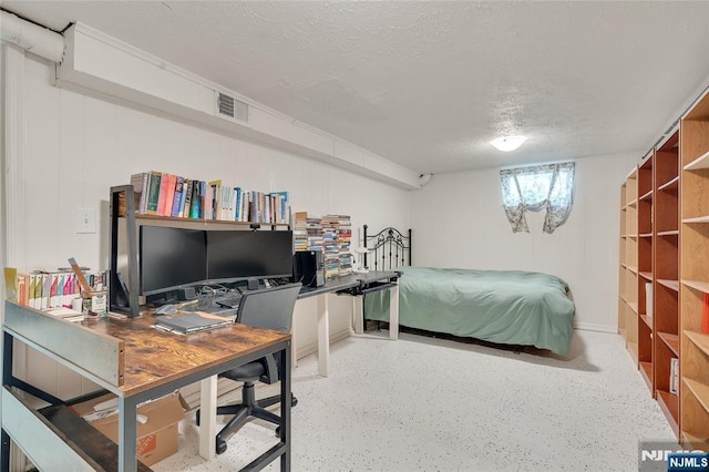 474 Laurel Brook Dr, Brick, NJ 08724 - bedroom with a textured ceiling, a desk, and speckled floor