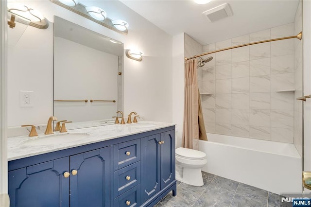 474 Laurel Brook Dr, Brick, NJ 08724 - full bathroom featuring double vanity, shower / tub combo, and toilet