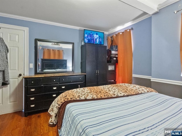 218 Waldo Pl, Englewood, NJ 07631 - bedroom featuring ornamental molding and dark wood-style flooring