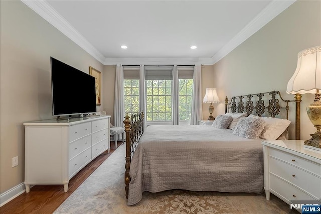 75 Windsor Ln, Ramsey, NJ 07446 - bedroom featuring ornamental molding, wood finished floors, baseboards, and recessed lighting