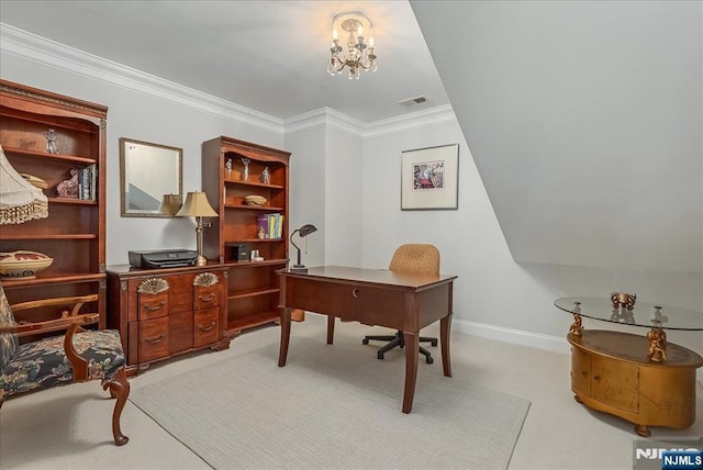 75 Windsor Ln, Ramsey, NJ 07446 - carpeted home office featuring ornamental molding and baseboards