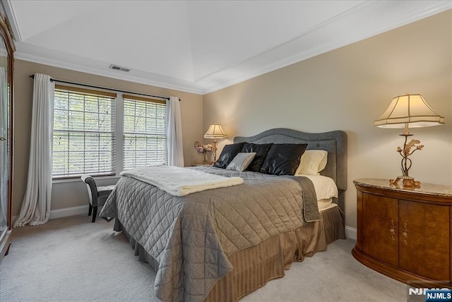 75 Windsor Ln, Ramsey, NJ 07446 - bedroom featuring light carpet, baseboards, vaulted ceiling, and crown molding
