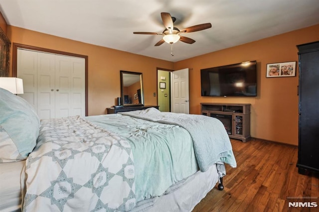 11 Beech Ct, Ringwood, NJ 07456 - bedroom featuring wood finished floors, a closet, a ceiling fan, and baseboards