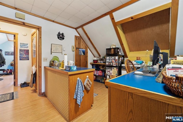 136 Shippen St, Weehawken, NJ 07086 - office featuring light wood-style flooring and vaulted ceiling