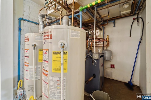 136 Shippen St, Weehawken, NJ 07086 - utility room with water heater and a heating unit