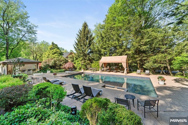 2 Canterbury Ct, Alpine, NJ 07620 - outdoor pool featuring a gazebo and a patio