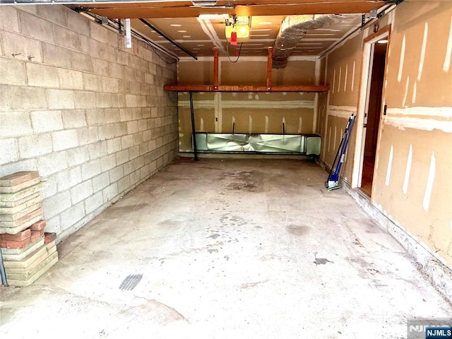 garage with a garage door opener