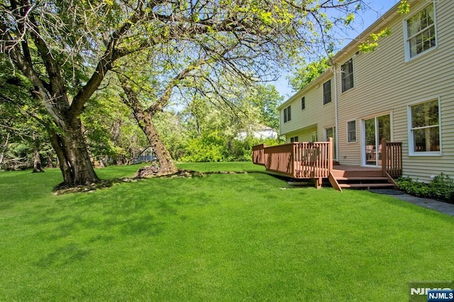 2 Morgan Ct, Montvale, NJ 07645 - view of green lawn featuring a deck