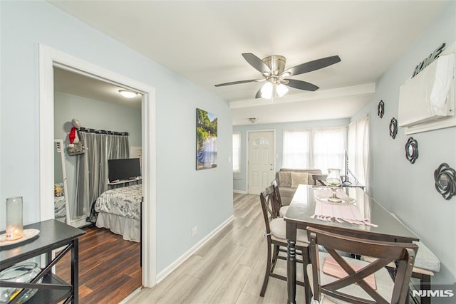 20 Park Dr, Oakland, NJ 07436 - dining room with light wood-style floors, ceiling fan, and baseboards