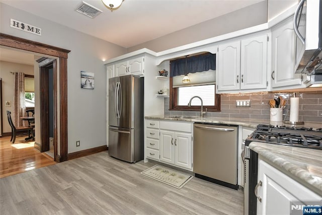 38 Arlington Ave, Hawthorne, NJ 07506 - kitchen featuring stainless steel appliances, a sink, light wood finished floors, backsplash, and light stone countertops