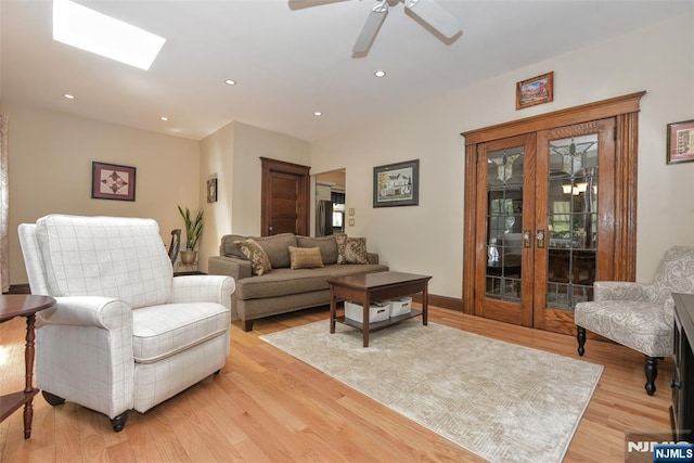 38 Arlington Ave, Hawthorne, NJ 07506 - living room with a ceiling fan, light wood-type flooring, french doors, and recessed lighting