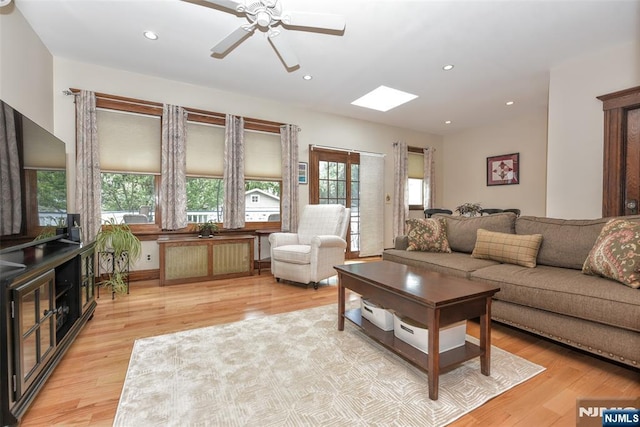 38 Arlington Ave, Hawthorne, NJ 07506 - living room with healthy amount of natural light, light wood-style floors, a ceiling fan, and recessed lighting