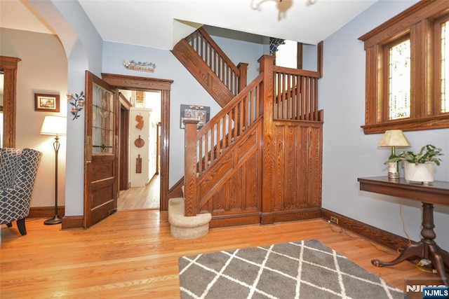38 Arlington Ave, Hawthorne, NJ 07506 - stairs with baseboards and wood finished floors