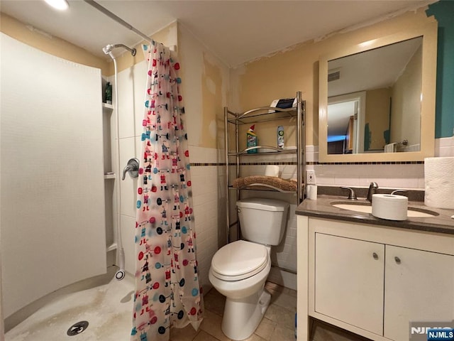 717 1st St, Lyndhurst, NJ 07071 - full bathroom with a stall shower, toilet, vanity, and tile patterned flooring