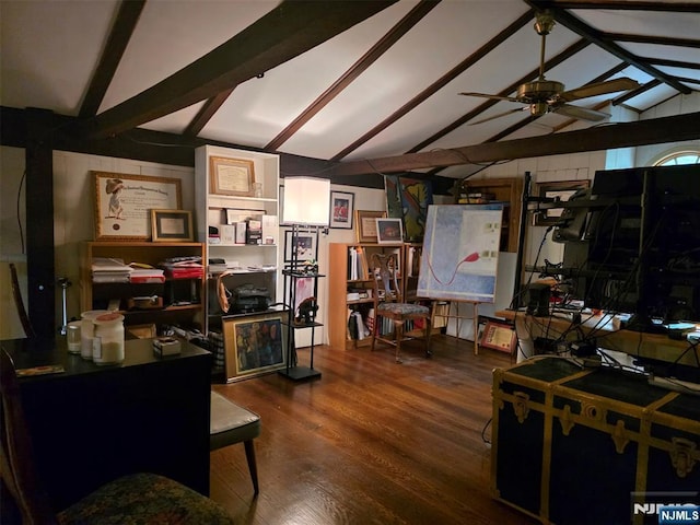 living room featuring wood finished floors and ceiling fan