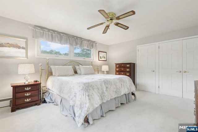 bedroom featuring carpet flooring and ceiling fan