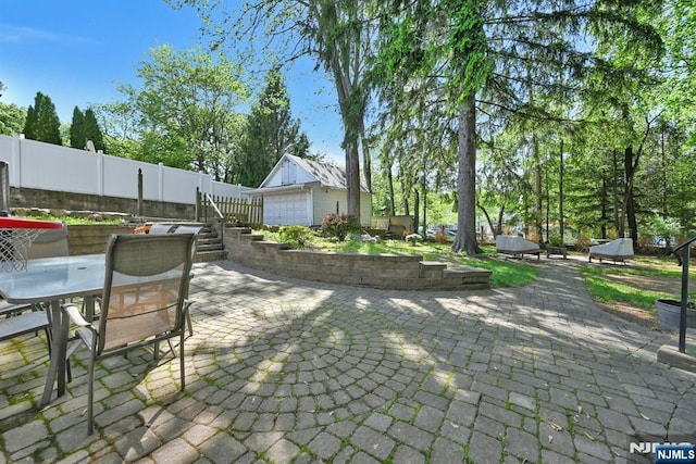 205 Elizabeth, Oradell, NJ 07649 - view of patio / terrace featuring outdoor dining area and an outbuilding