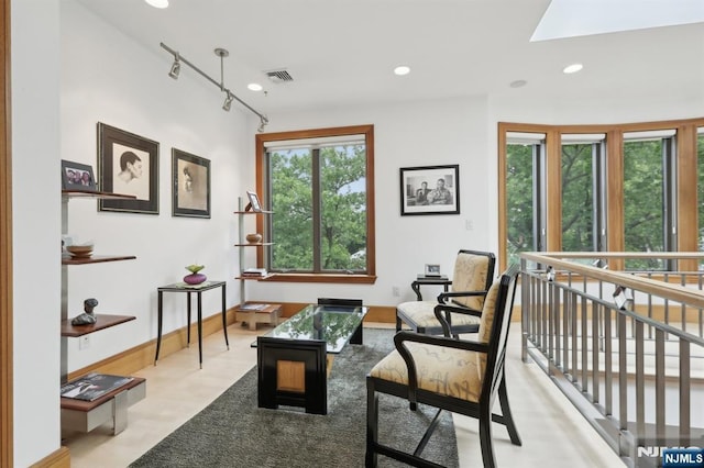 435 Cypress Ct, New Milford, NJ 07646 - sitting room with healthy amount of natural light, a skylight, recessed lighting, and baseboards