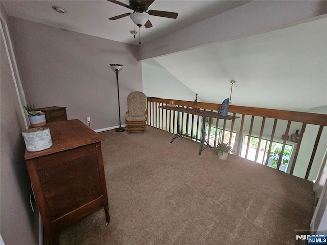 20 Eagle Dr, Hampton, NJ 07860 - living area with a ceiling fan, carpet floors, and vaulted ceiling