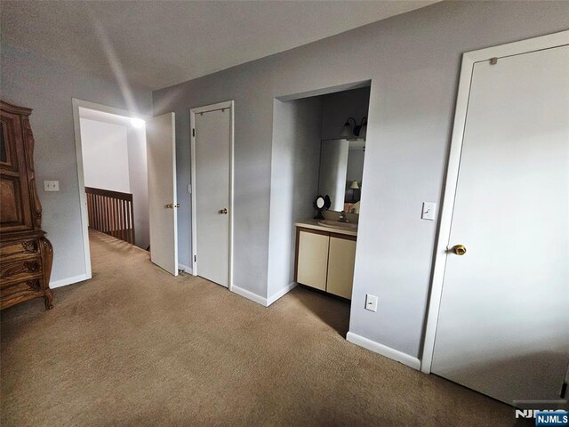 20 Eagle Dr, Hampton, NJ 07860 - unfurnished bedroom with carpet flooring, a sink, baseboards, and connected bathroom