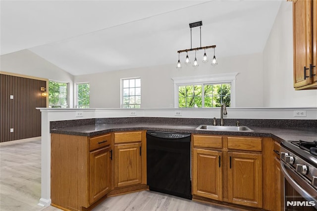 52 Straton Ct Unit 1006, Sayreville, NJ 08859 - kitchen featuring dishwasher, a sink, light wood finished floors, gas stove, and brown cabinets