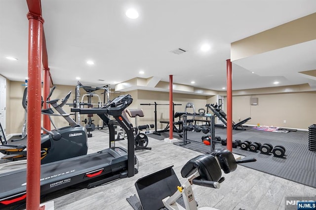 202 Elmwynd Dr, Orange, NJ 07050 - exercise room featuring wood finished floors and recessed lighting