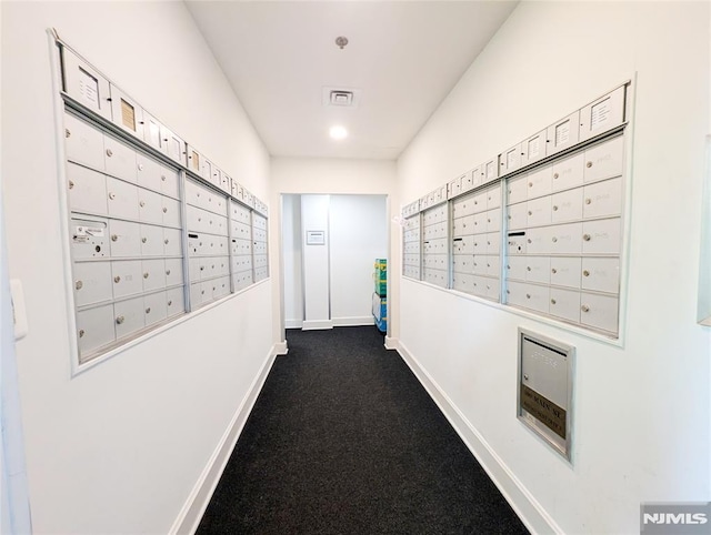 300 Main St Unit 216, Little Falls, NJ 07424 - corridor with mail area, dark colored carpet, and baseboards