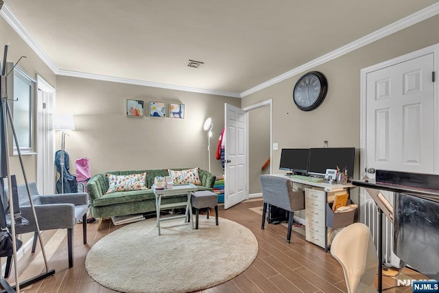 548 Windsor Dr Unit 548, Palisades Park, NJ 07650 - office area featuring ornamental molding and wood finished floors