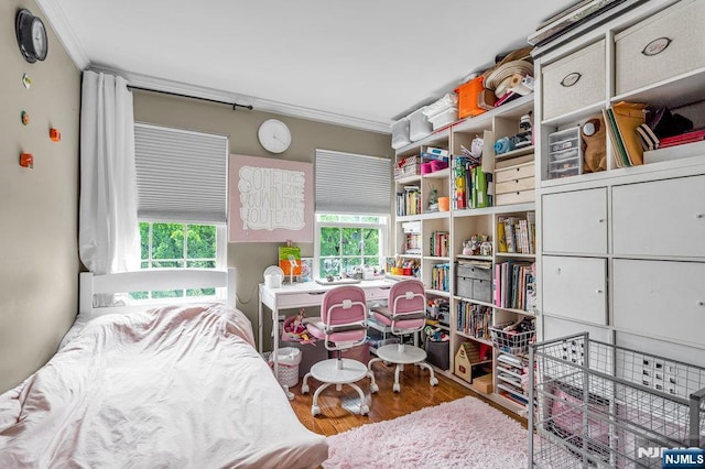 548 Windsor Dr Unit 548, Palisades Park, NJ 07650 - bedroom with ornamental molding, multiple windows, and wood finished floors