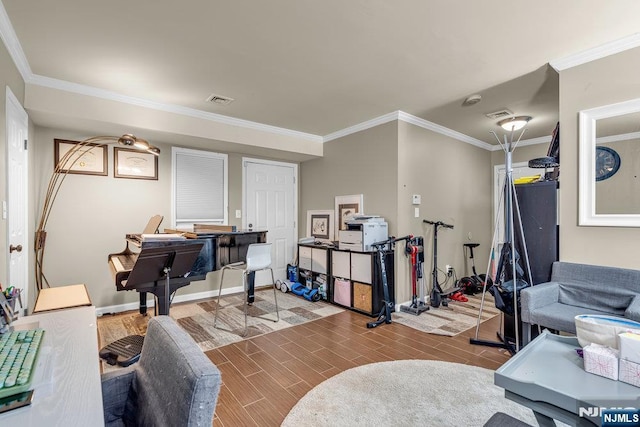 548 Windsor Dr Unit 548, Palisades Park, NJ 07650 - game room with ornamental molding, wood finish floors, and baseboards