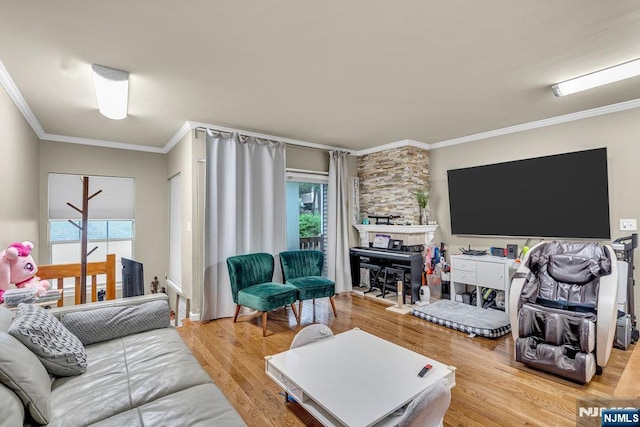 548 Windsor Dr Unit 548, Palisades Park, NJ 07650 - living area featuring ornamental molding and wood finished floors
