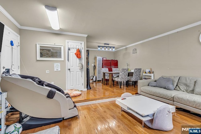 548 Windsor Dr Unit 548, Palisades Park, NJ 07650 - living room featuring light wood finished floors and crown molding