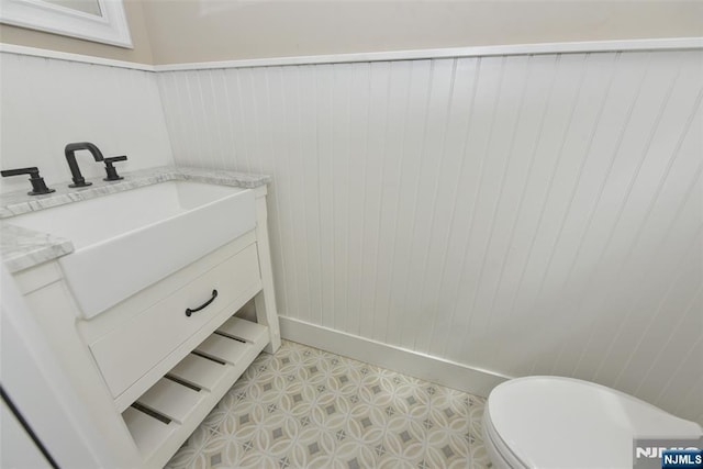 14 Charles Ter, Waldwick, NJ 07463 - bathroom with vanity, toilet, and tile patterned floors
