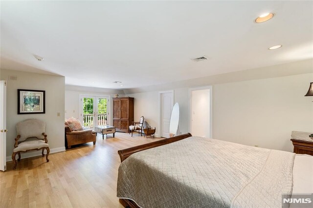 14 Stewart Ct, Old Tappan, NJ 07675 - bedroom with light wood finished floors, recessed lighting, access to outside, and baseboards