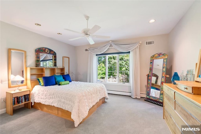 14 Stewart Ct, Old Tappan, NJ 07675 - carpeted bedroom with a baseboard radiator, recessed lighting, ceiling fan, and baseboards