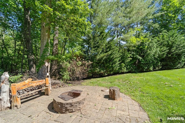 14 Stewart Ct, Old Tappan, NJ 07675 - view of patio with a fire pit