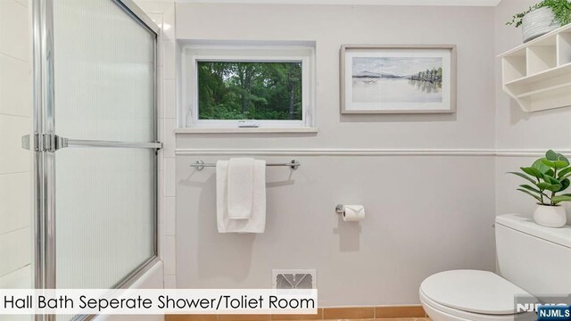 108 Buckhaven Hl, Upper Saddle River, NJ 07458 - bathroom with toilet and a shower with shower door