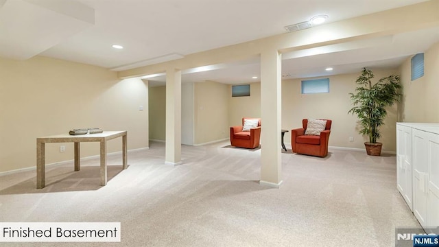 108 Buckhaven Hl, Upper Saddle River, NJ 07458 - finished below grade area featuring light colored carpet, baseboards, and recessed lighting