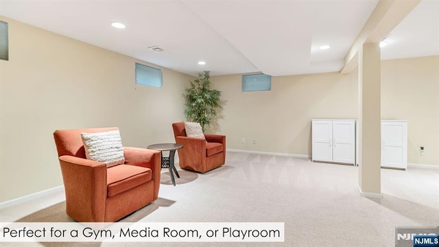 108 Buckhaven Hl, Upper Saddle River, NJ 07458 - living area featuring carpet floors, recessed lighting, and baseboards