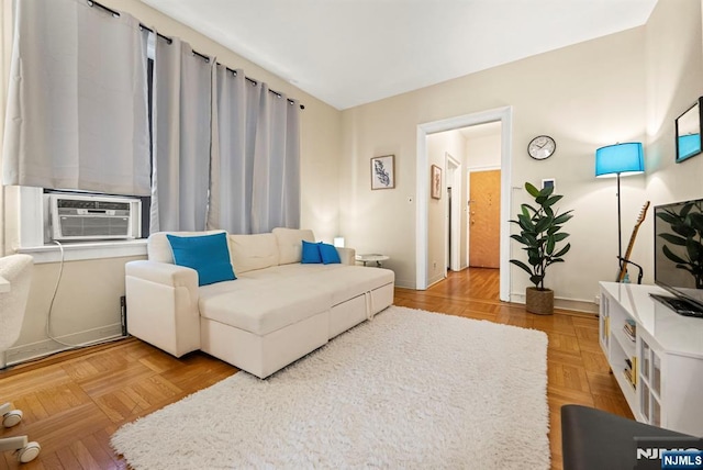 1055 Boulevard Blvd Unit D3, Weehawken, NJ 07086 - living room featuring cooling unit and baseboards