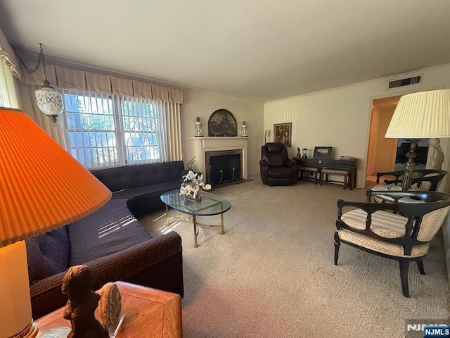 384 Audubon Rd, Englewood, NJ 07631 - carpeted living room featuring a fireplace with flush hearth