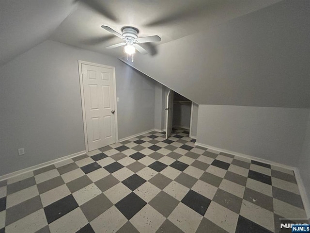 257 New St, Orange, NJ 07050 - bonus room with vaulted ceiling, ceiling fan, and baseboards