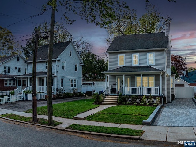 238 Milford Ave, New Milford, NJ 07646 - view of front of home featuring covered porch and a chimney