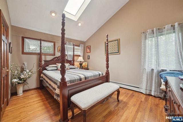 41-21 Dunkerhook Rd, Fair Lawn, NJ 07410 - bedroom featuring a skylight, lofted ceiling, light wood-type flooring, and recessed lighting