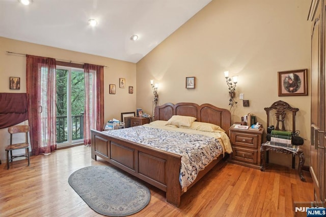41-21 Dunkerhook Rd, Fair Lawn, NJ 07410 - bedroom featuring light wood-type flooring, high vaulted ceiling, and recessed lighting