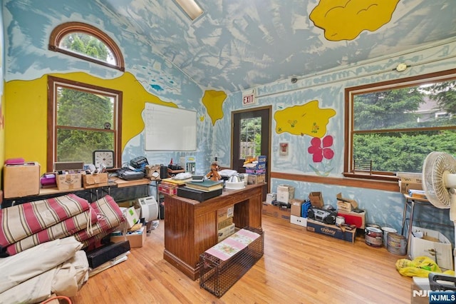 41-21 Dunkerhook Rd, Fair Lawn, NJ 07410 - office space with wallpapered walls, wood finished floors, plenty of natural light, and lofted ceiling
