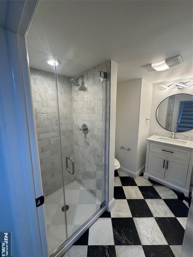 358 Bowden Rd, Cedar Grove, NJ 07009 - full bath featuring a stall shower, tile patterned floors, vanity, toilet, and baseboards