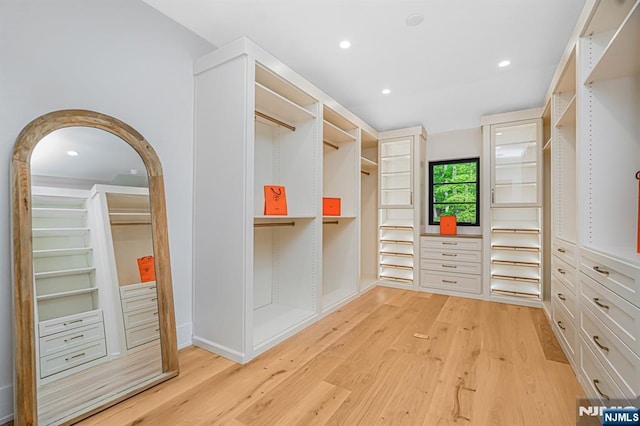 spacious closet with light wood-style floors